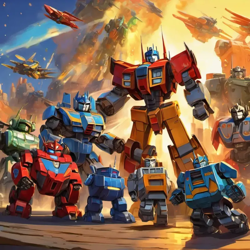 Autobots celebrating their victory, Allspark safely secured