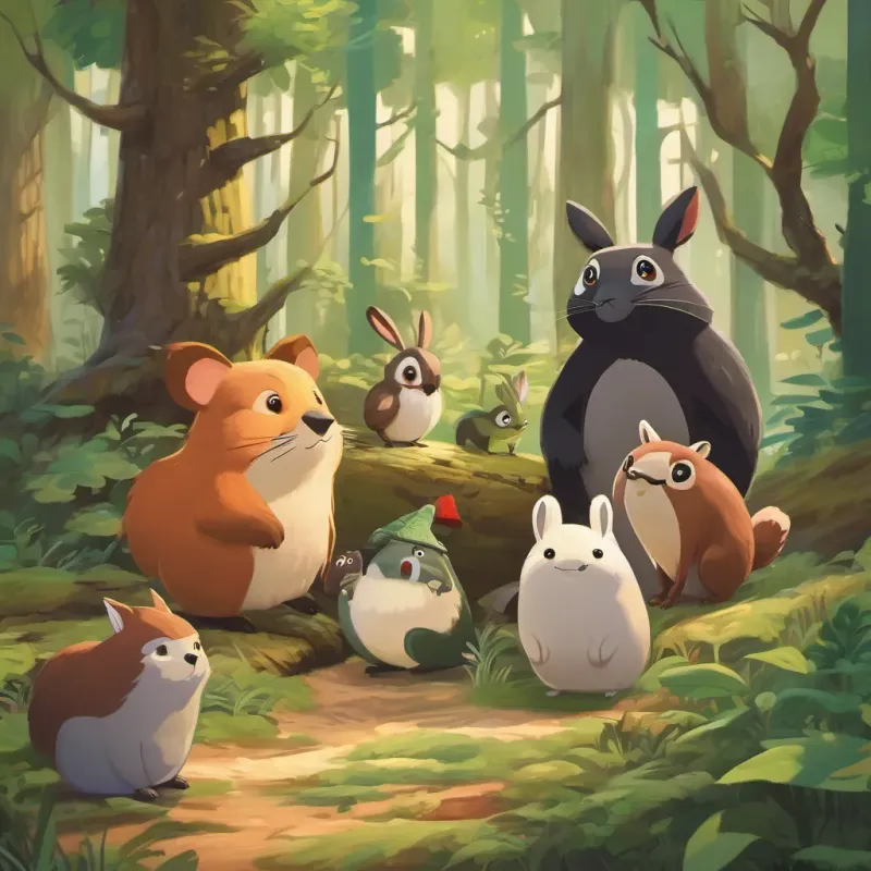 woodland creatures looking annoyed while Timmy continues to boast