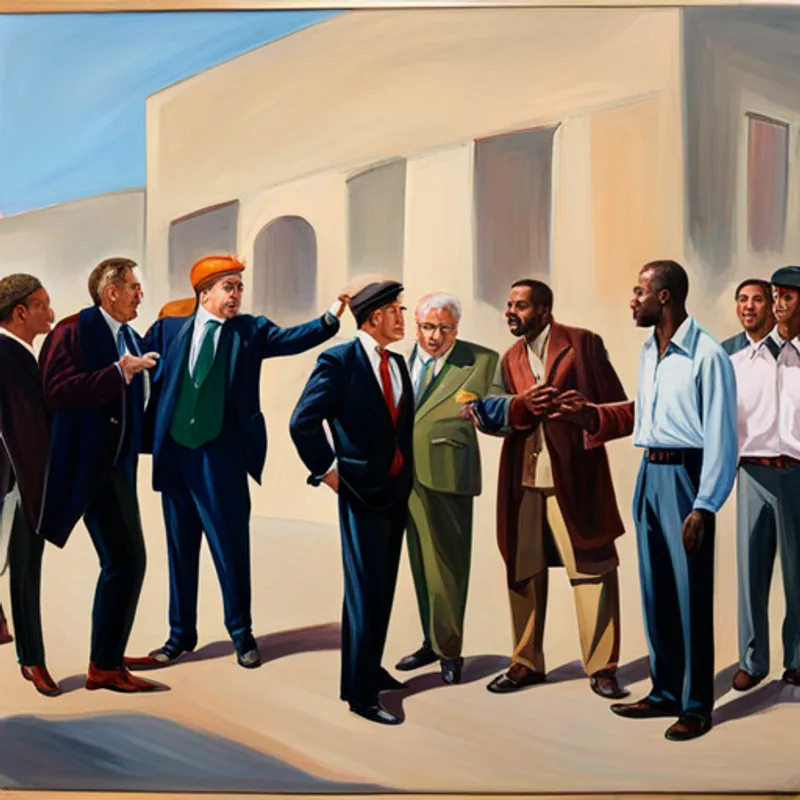 Harold and Terrance arguing in front of their friends