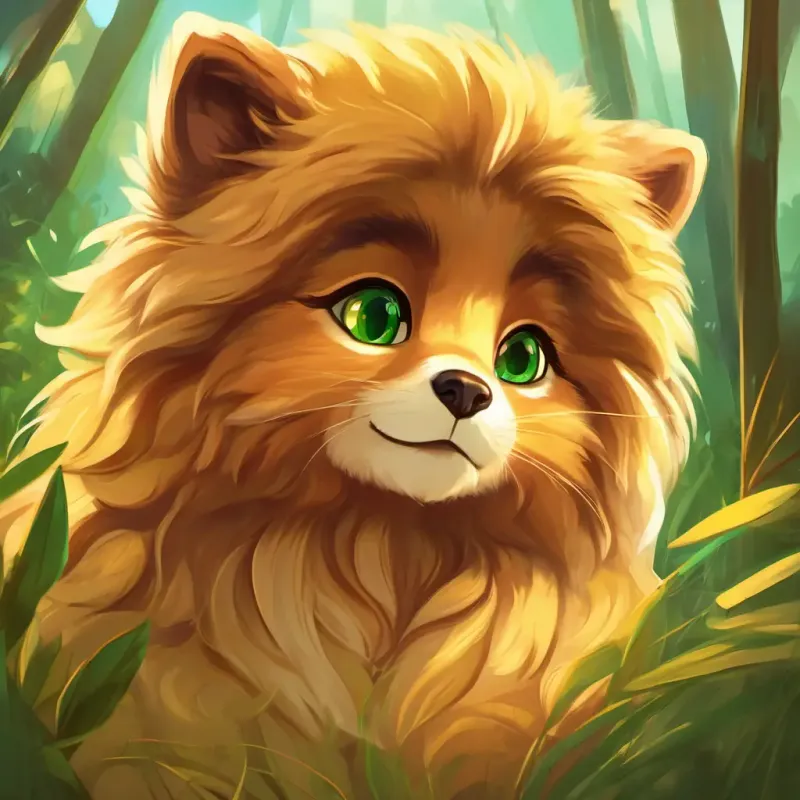 Warm and caring with soft golden fur and loving green eyes finds Strong and brave with brown fur and kind brown eyes and Clever and small with fluffy light brown fur and bright curious eyes at the honey tree.