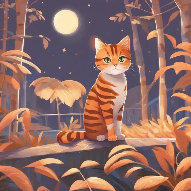 Generate an image of an orange-striped cat with sparkling eyes.