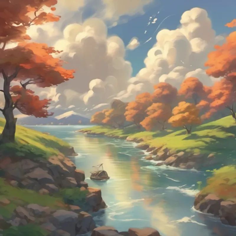 a cartoon gust of wind blowing the small cloud away from the others