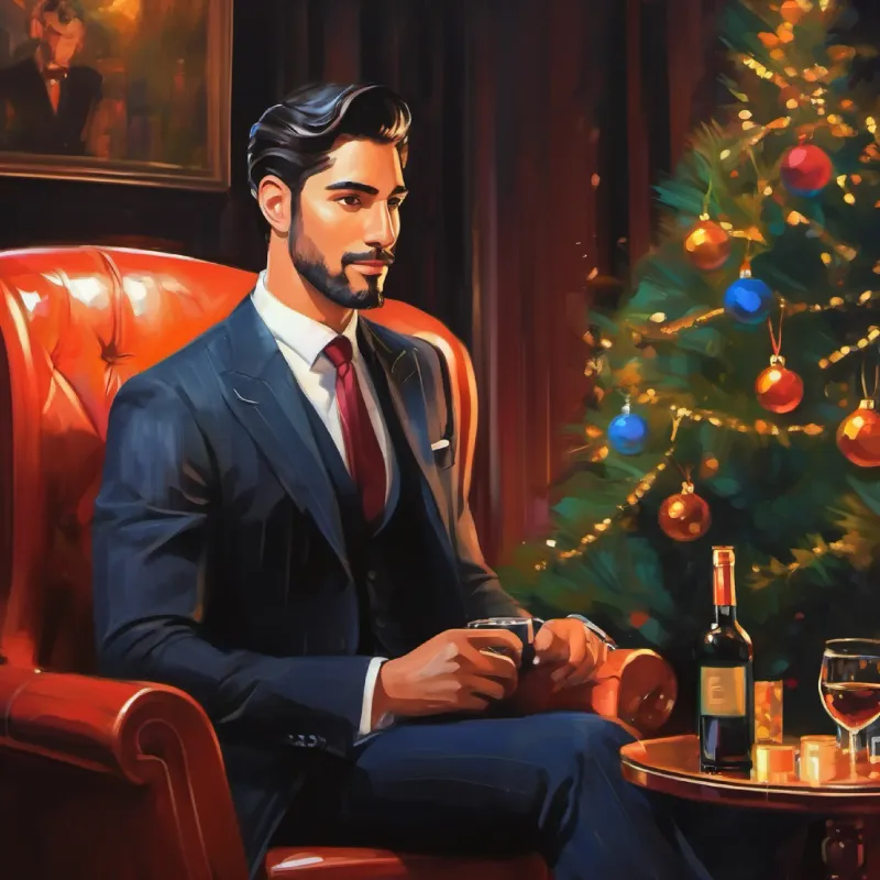Black, handsome, well-dressed man with intelligent eyes, 30 years old at the lounge, anticipation builds, atmosphere set by jazz.
