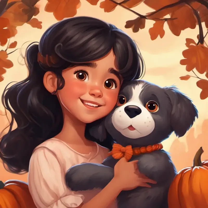 Lily is a 3-year-old girl with black wavy hair and big brown eyes's rag doll making funny faces and giving her a comforting hug.