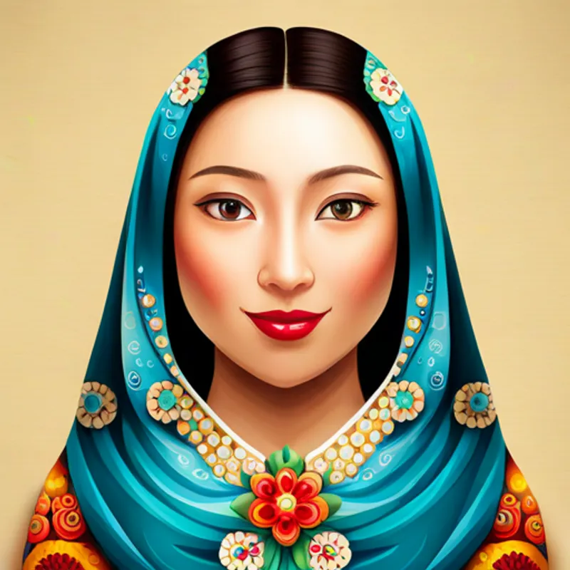 Matryoshka doll with a smiling face and colorful dress