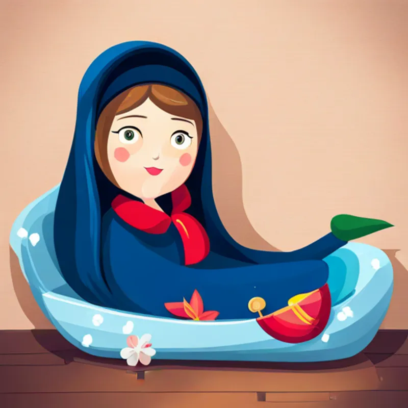 Matryoshka doll stretching in her bed