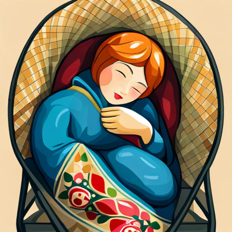 Matryoshka doll sleeping peacefully in her bed