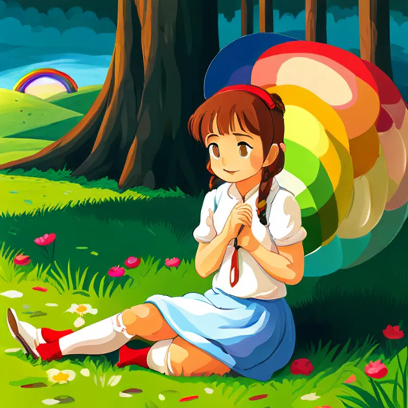 Lili dreaming of finding the end of the rainbow