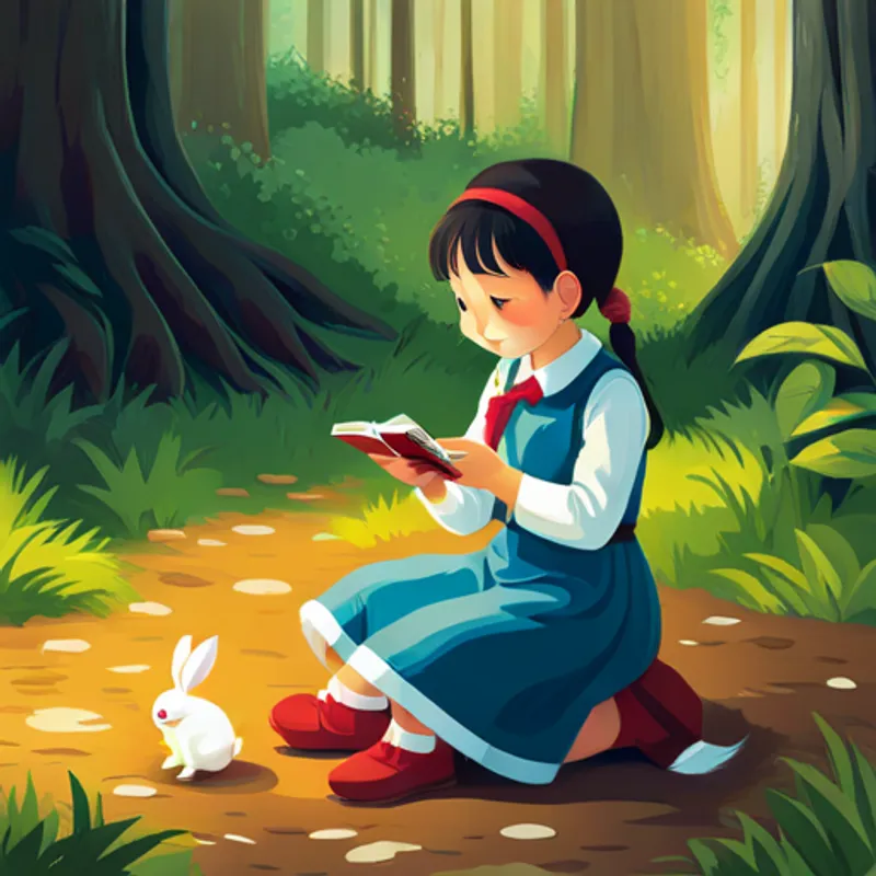 Lili listening to the bunny's magical secret