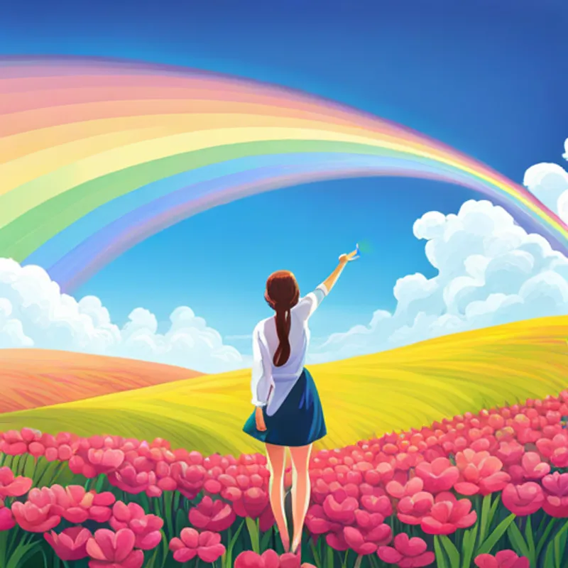 Lili reaching the end of the rainbow