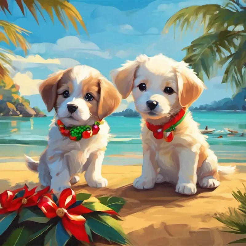 Introduction to setting and characters, two puppies in Southern Thailand.