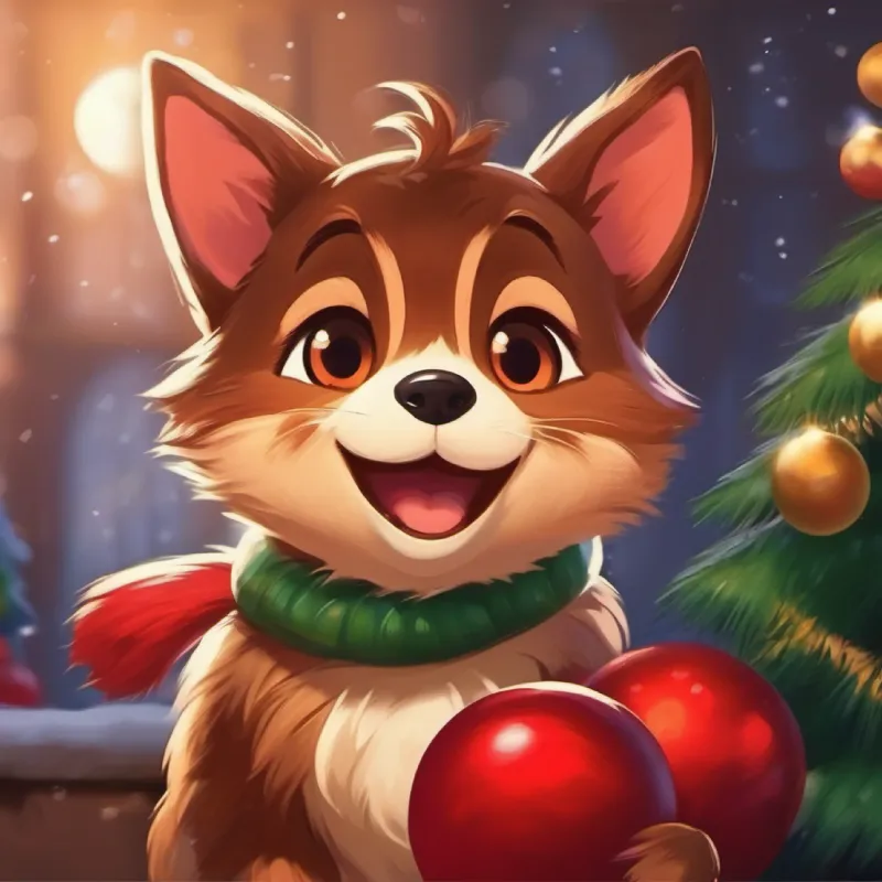 Early morning, Brown fur, playful eyes, exuberant energy excited to play with his red ball.