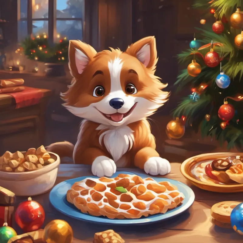 Brown fur, playful eyes, exuberant energy finds a bone before lunch, shows preference.