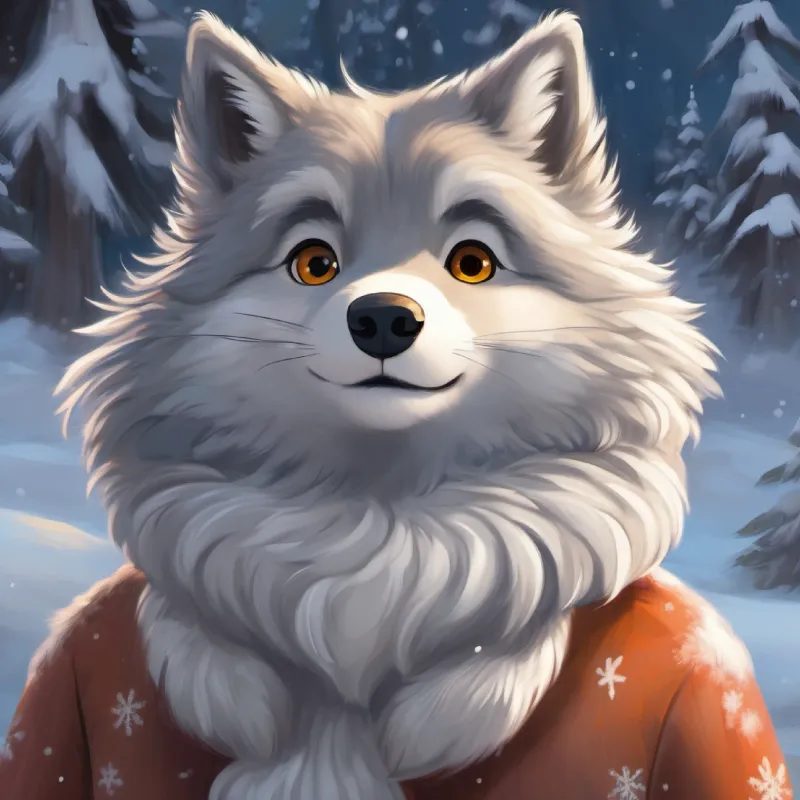 Grey fur, gentle gaze, serene spirit searches for Brown fur, playful eyes, exuberant energy, uses his senses.