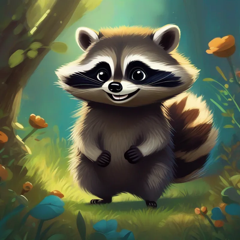 A mischievous raccoon with a big round butt and a mischievous grin with a big round butt and mischievous grin