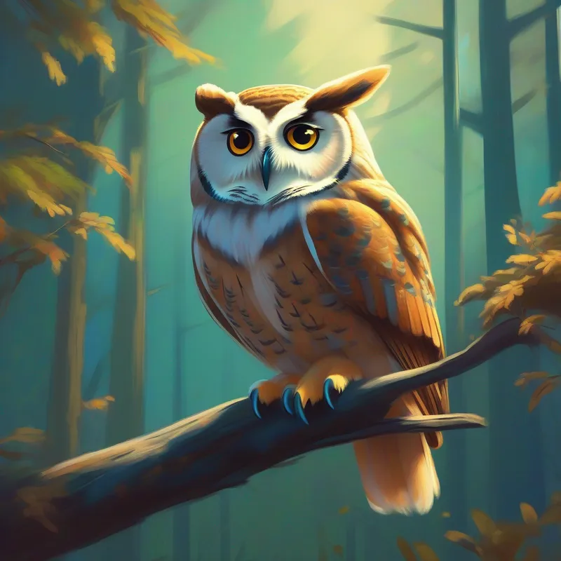 An owl perched on a branch, wise and knowledgeable sighing as Big Butt agrees to give listening a try