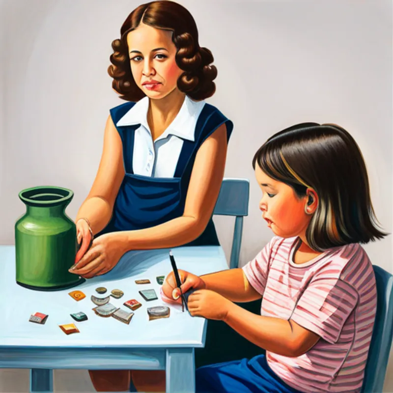 Maya looking at her mother counting money