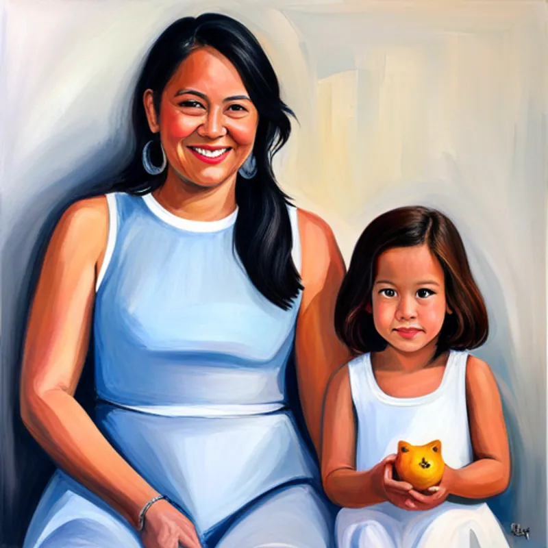 Maya and her mother holding piggy banks