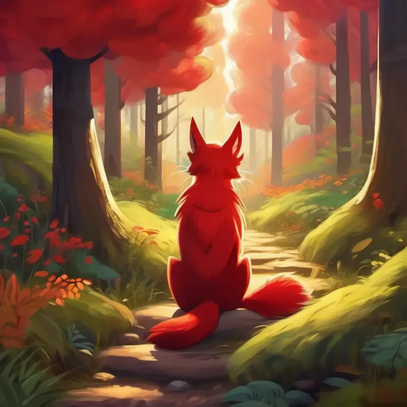 Introduction to the main character and setting. Forest, Red fur, bright eyes, friendly smile.