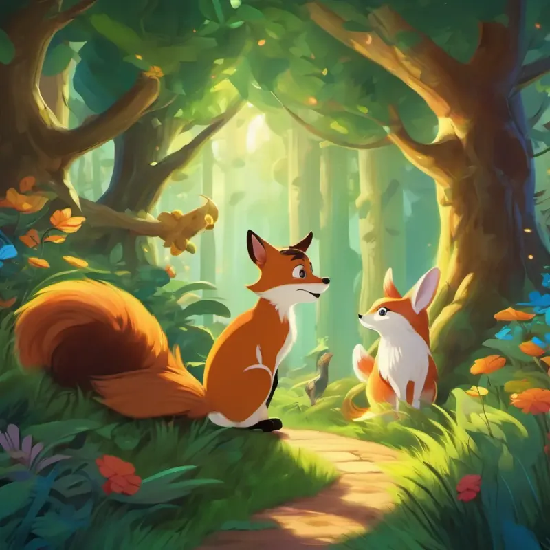 Felix's interactions with the animals. Enchanted forest, Felix and helpful animals.