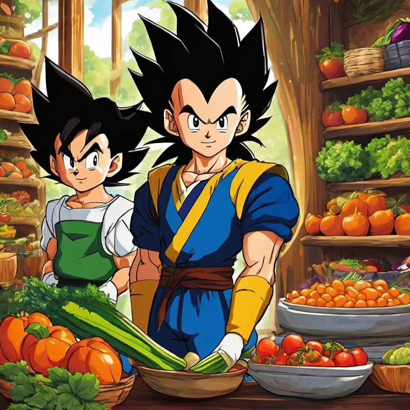 Once upon a time, in a faraway land, there were two little boys named Vegeta and Raditz. They lived in a land called Vegetopia, where everyone loved to eat delicious vegetables and fruits. Vegeta, with his spiky black hair and a determined look in his eyes, was the young prince of Vegetopia. Raditz, on the other hand, had wild and untamed brown hair and a big smile that lit up every room he entered. They were best friends, always looking for new adventures to embark on together.