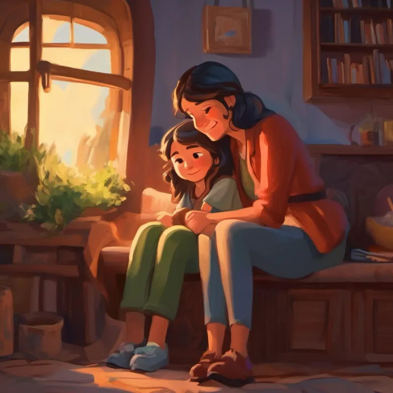 Misha comforts Gökçen, making her giggle.