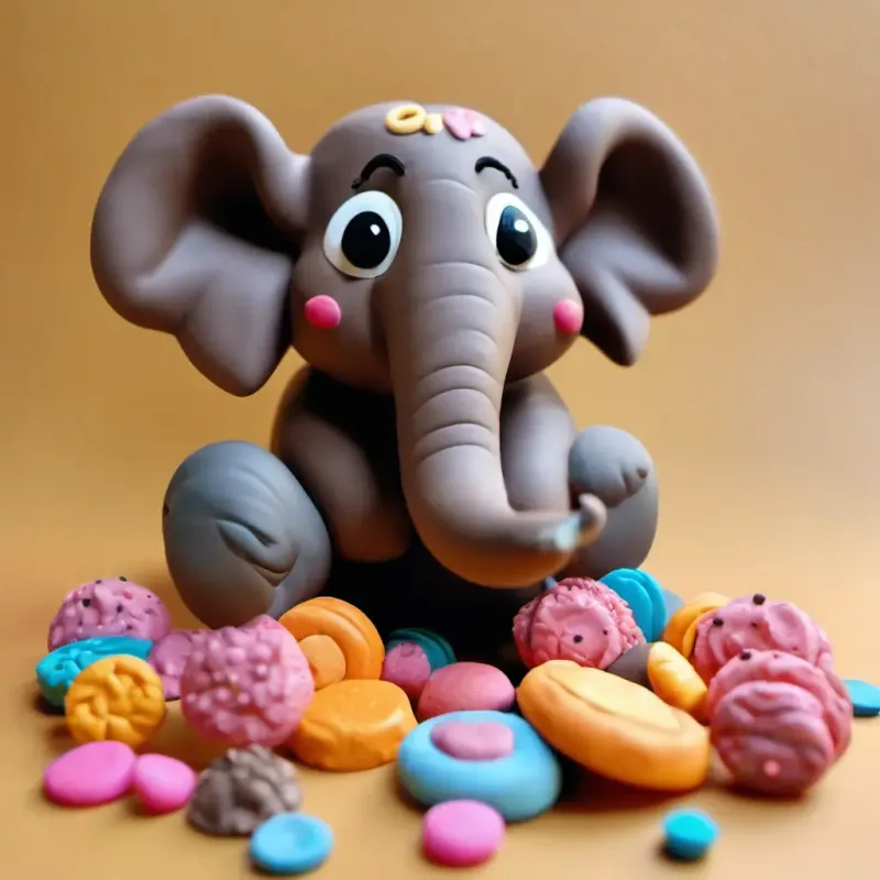 Elephant-headed, large, with a gentle smile and wise brown eyes and Tiny, quick, mouse with sparkling black eyes and brown fur sharing sweets