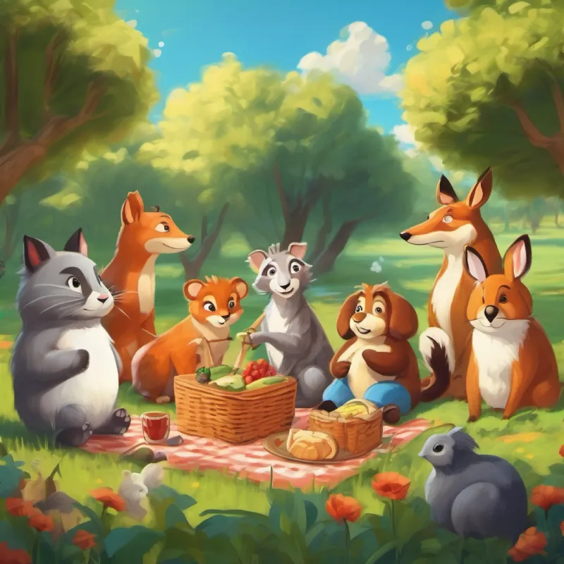 The animals enjoying the Big Picnic.