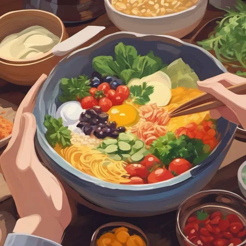 Hands mixing ingredients in a bowl