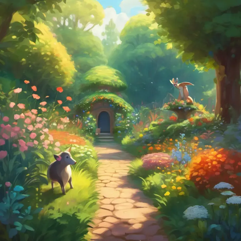 Painted garden, magical world, talking animals
