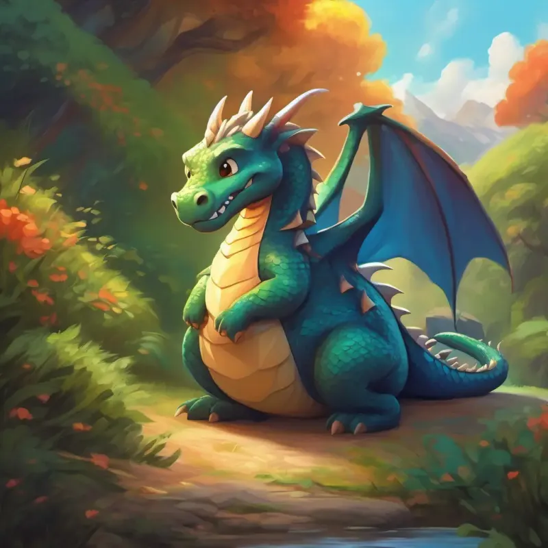 Sad dragon, happy art, magical paintbrush