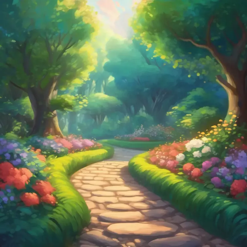 Painted path, magical garden, promise to return