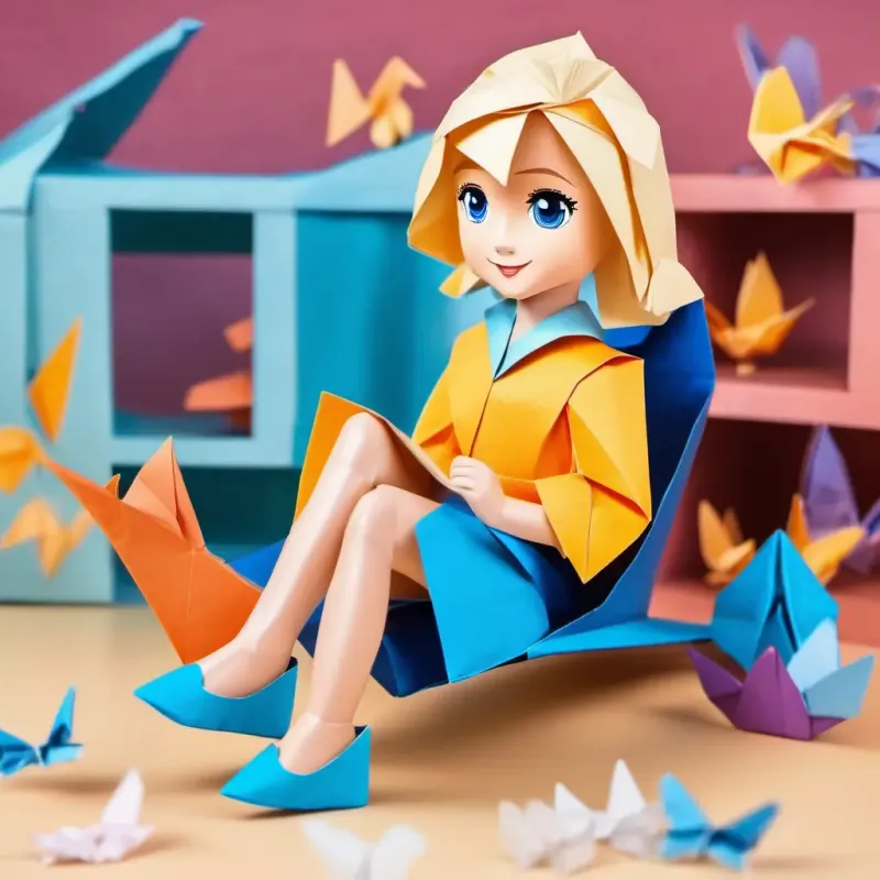 Kind and pretty girl with blonde hair and blue eyes trying on the slipper, prince looking happy