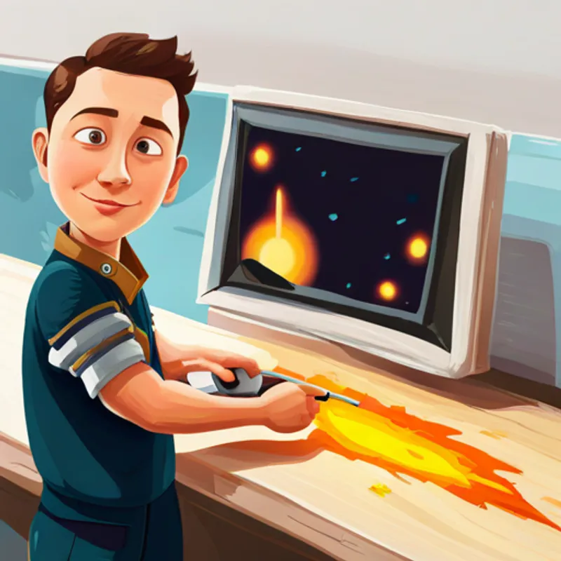 Elon drawing a blueprint of a rocket, his eyes filled with determination