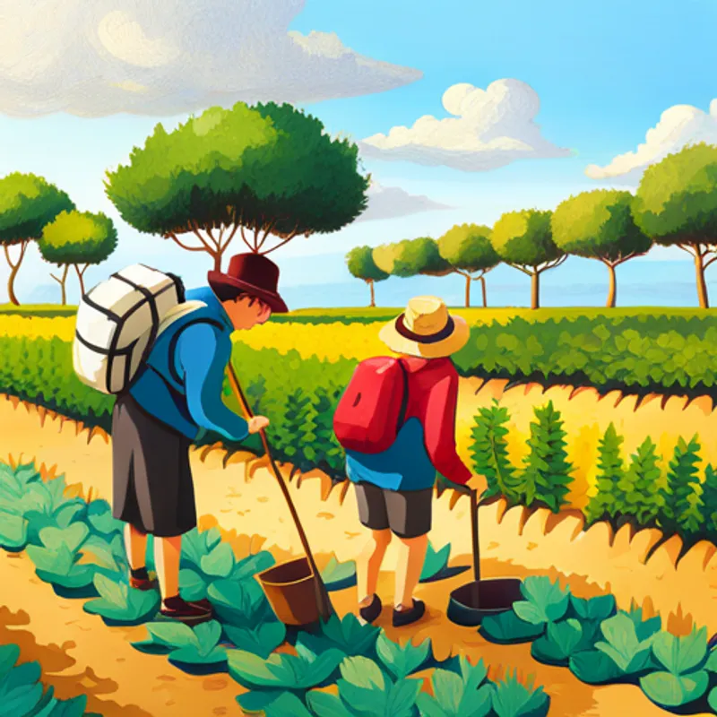 Tourists helping in maintaining the strawberry plants