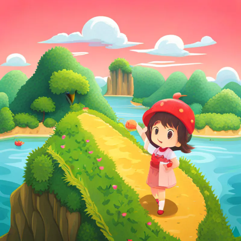 Berry-chan feeling proud of the transformed Strawberry Island