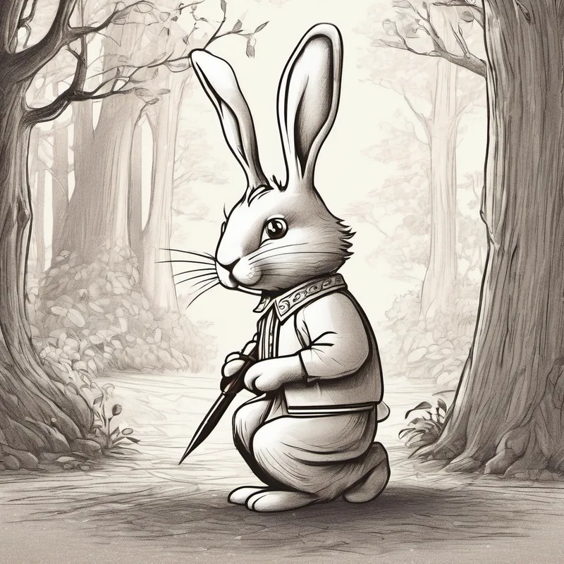 Timid rabbit cowering in front of the king