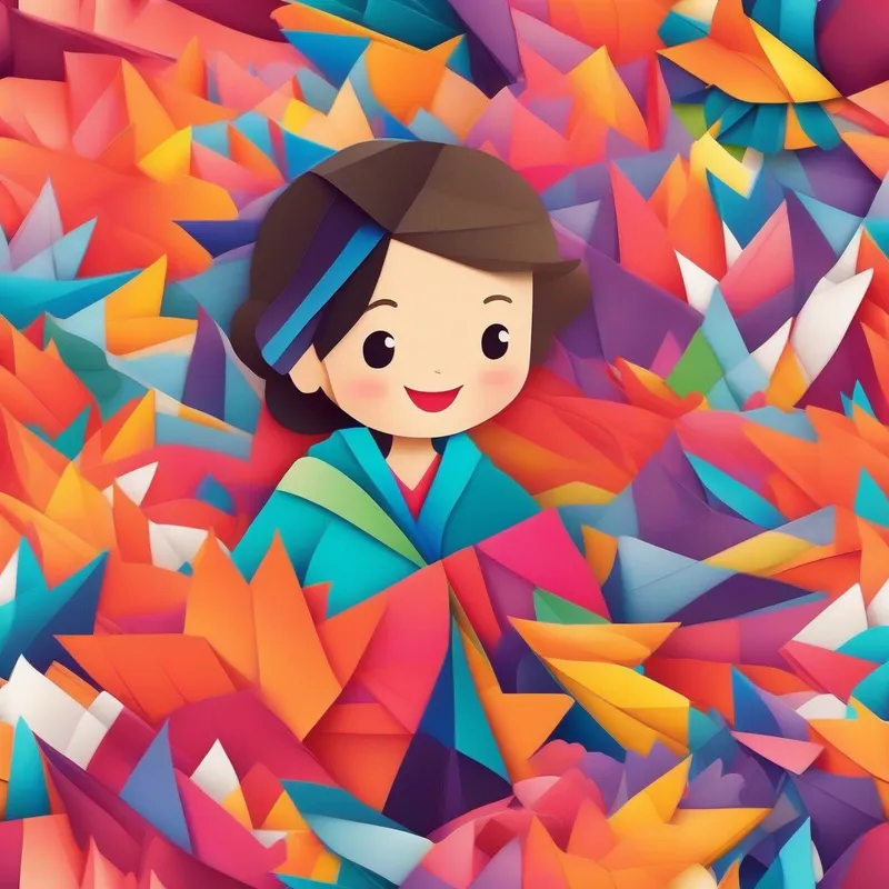 A girl with a kind smile, wearing a colorful dress. holding her soft and colorful blanket.