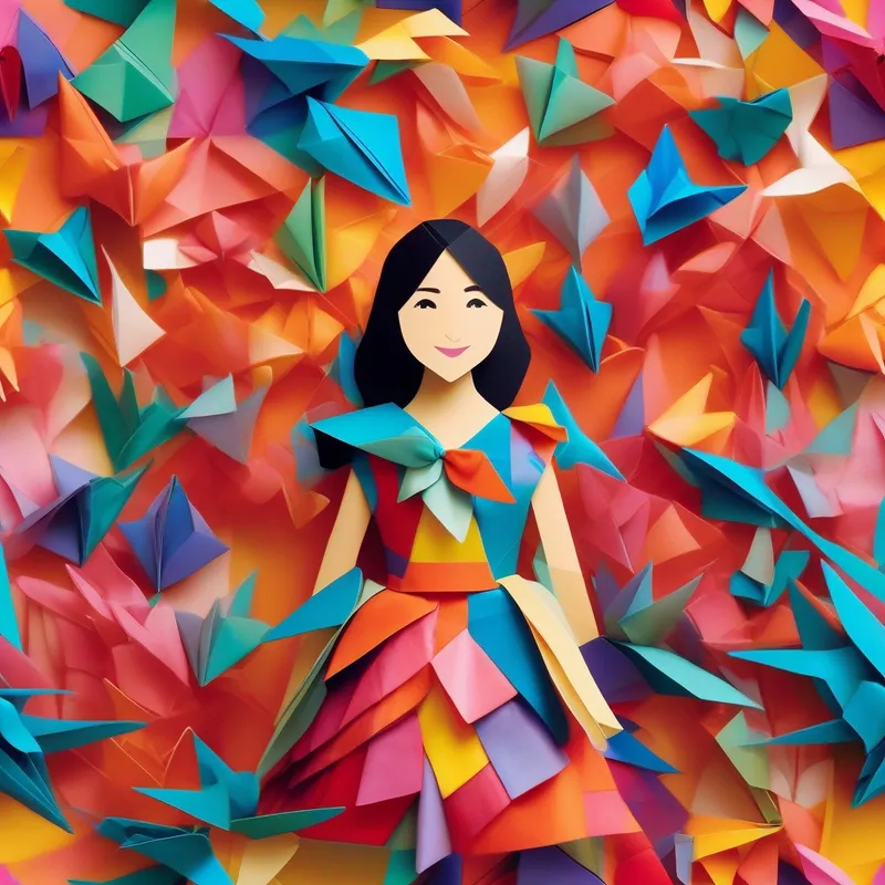 A girl with a kind smile, wearing a colorful dress. with a determined expression on her face.