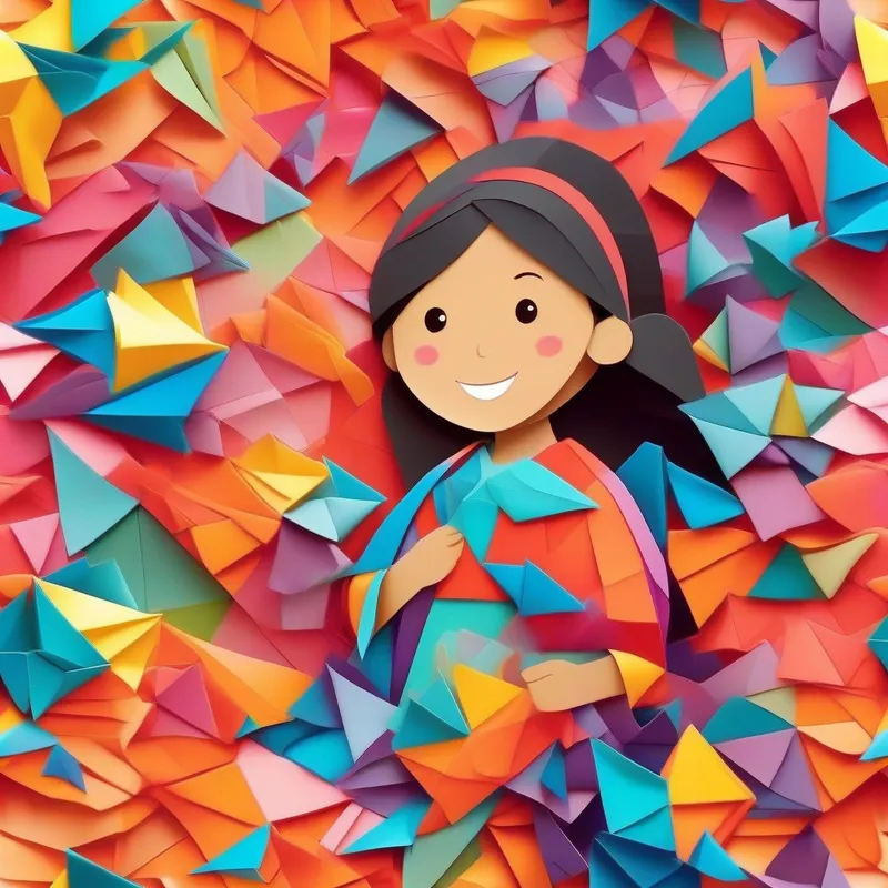 A girl with a kind smile, wearing a colorful dress. spreading love and kindness with her blanket.