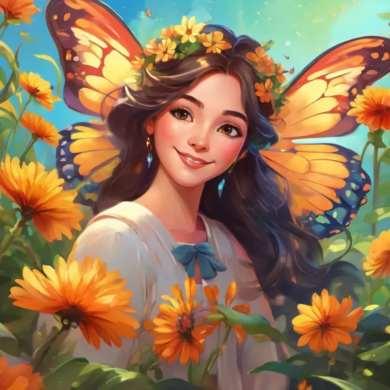 Bella: Lovely butterfly with colorful wings, spreading happiness everywhere she goes gathering all the diverse flowers, sharing a message of love and acceptance