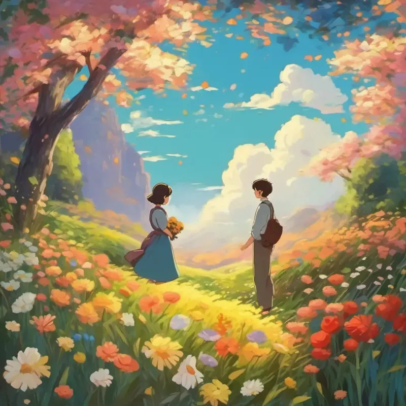 All the flowers, including the once-lonely flower, happily embracing each other
