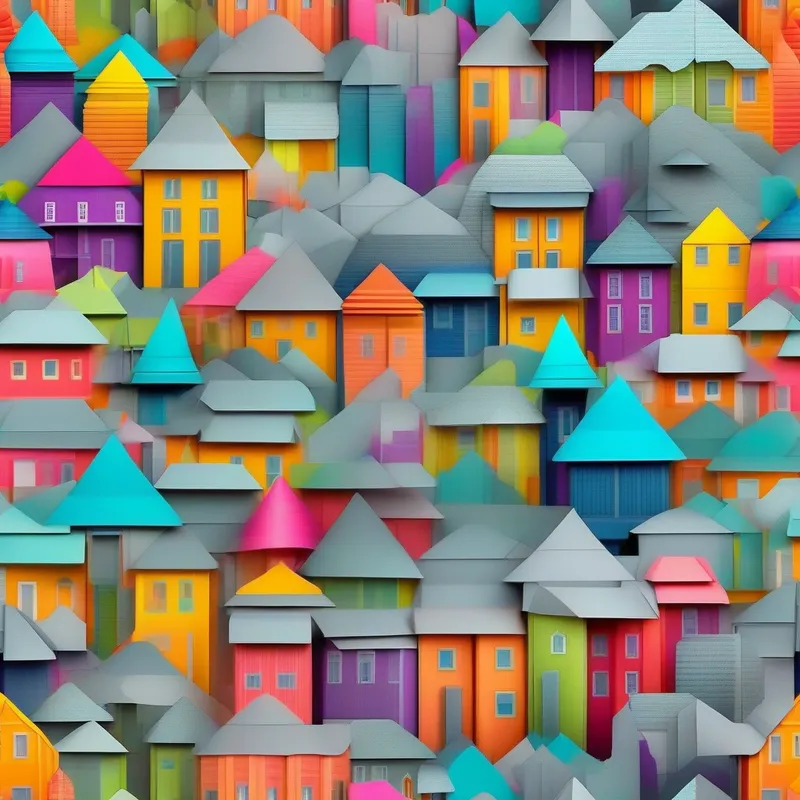 A colorful town loses its bright colors, becoming gray and dull.