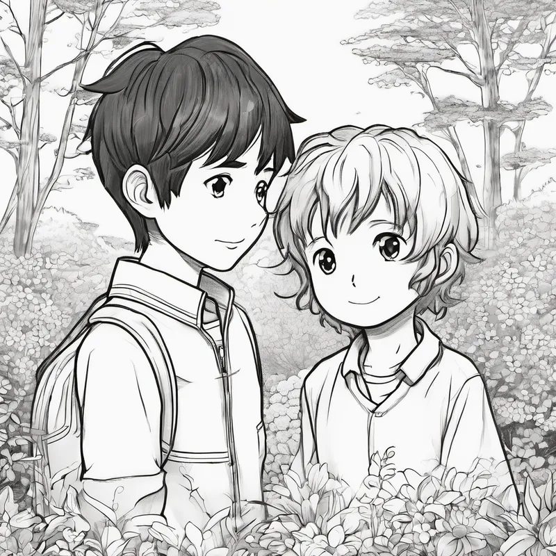 As Hiroshi's eyes welled up with tears, Akihiro gently tucked a hand into his. With pride and love, Hiroshi whispered heartfelt gratitude to his best friend. It was not just the colors that Hiroshi saw but the friendship he had discovered through the eyes of his beloved Akihiro. From that day on, Hiroshi's blurry vision became his greatest gift. He cherished the friendships he cultivated, understanding that true friendship doesn't rely on perfect eyesight but on the kindness and acceptance that reside within our hearts.