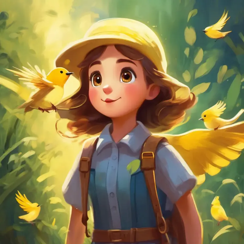 A petite, yellow bird with bright inquisitive eyes and a curious spirit is excited because her mother tells her it's flying day.