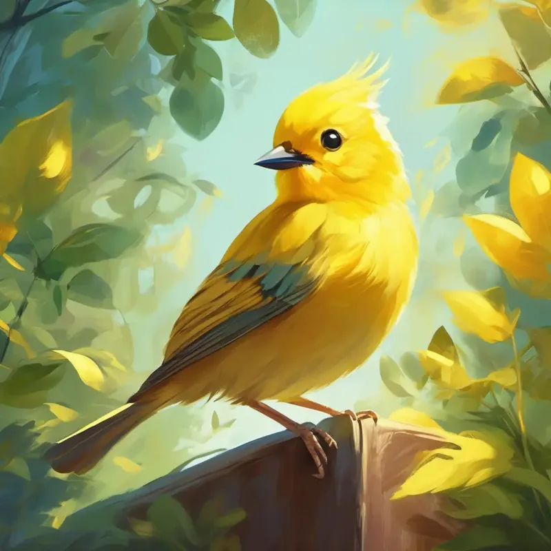 A petite, yellow bird with bright inquisitive eyes and a curious spirit is flying higher and enjoying the sunlight.