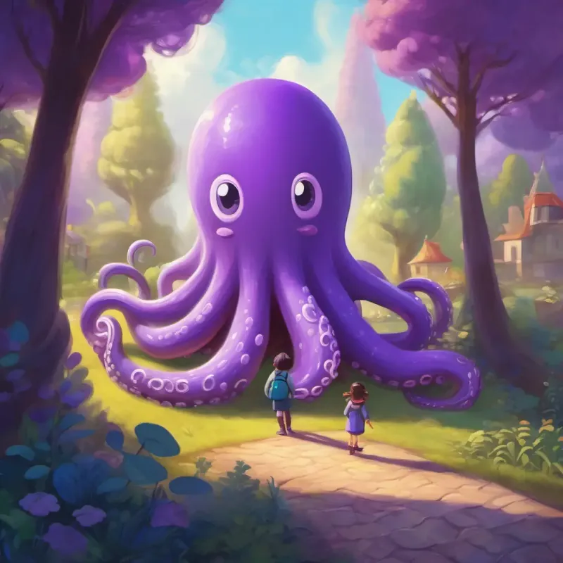 The Giant purple creature, wiggly tentacless learning kindness and everyone living happily, bringing a heartwarming resolution