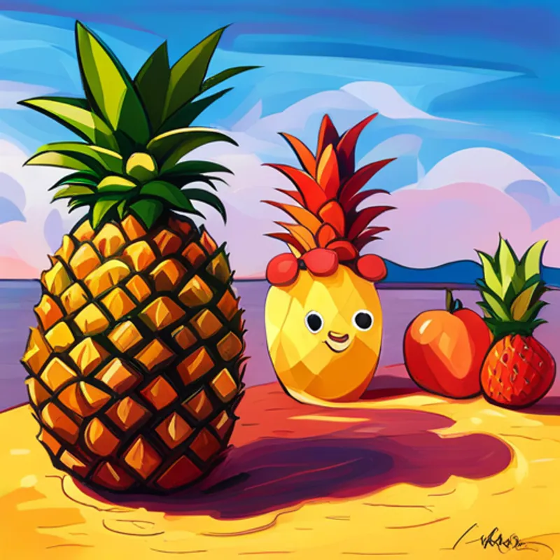 Fruits asking the pineapple about its taste