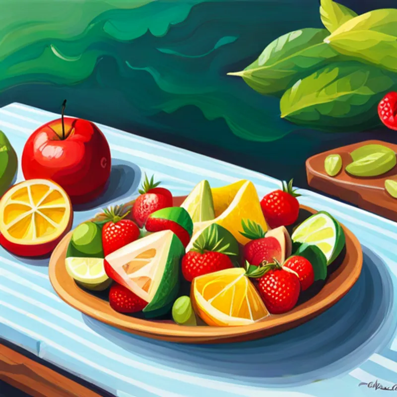 Fruit salad filled with laughter and happiness, symbolizing friendship