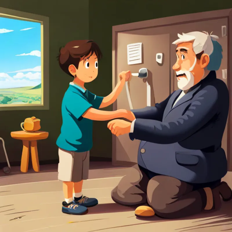 Son asking his father about the importance of fighting